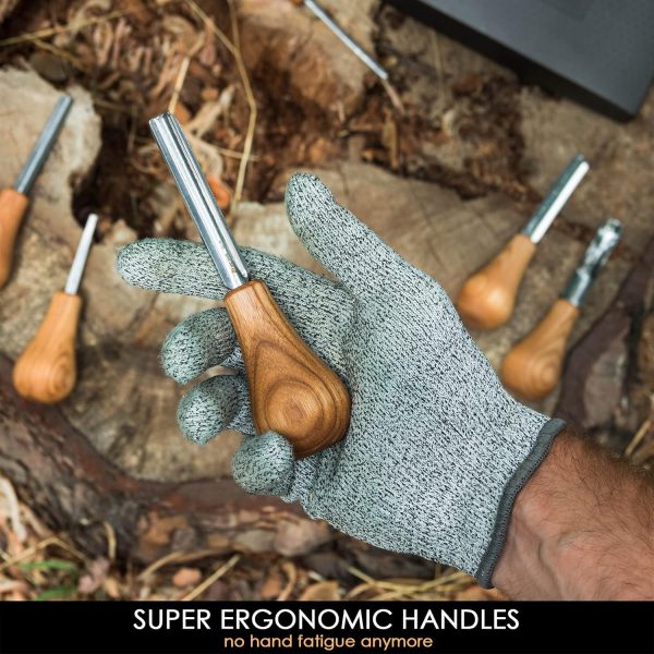 BeaverCraft Wood Carving Tools SC05 Wood Carving Kit Wood Carving Set Wood Carving Knife Woodcarving Tools Wood Carving Palm Gouges Wood Chisels Carving Tools Woodworking Kit Carving Knife Woodworking - Image 3