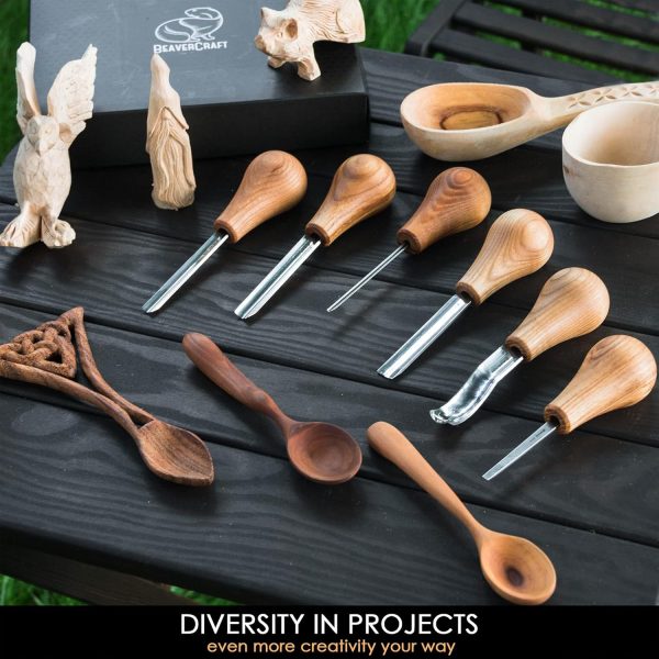 BeaverCraft Wood Carving Tools SC05 Wood Carving Kit Wood Carving Set Wood Carving Knife Woodcarving Tools Wood Carving Palm Gouges Wood Chisels Carving Tools Woodworking Kit Carving Knife Woodworking - Image 4