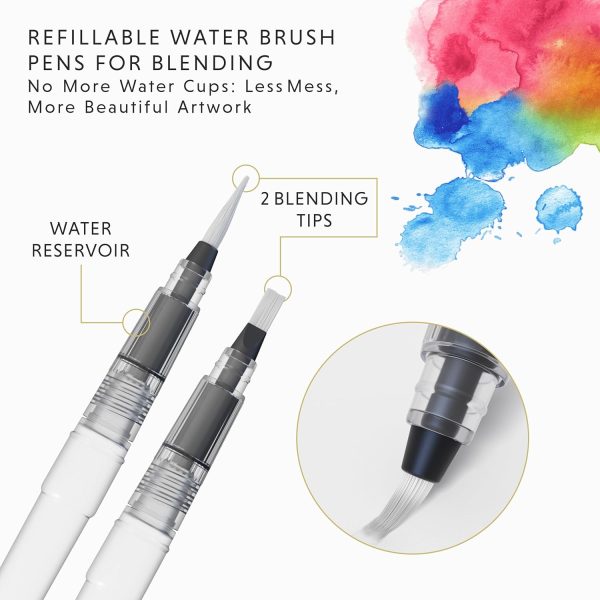 DOODLE HOG 48 Premium Watercolor Pens +2 Highly Blendable Markers, Real Brush Tip Watercolor Markers, Art Supplies for Adults, 48 Colors Gift Box - Image 4
