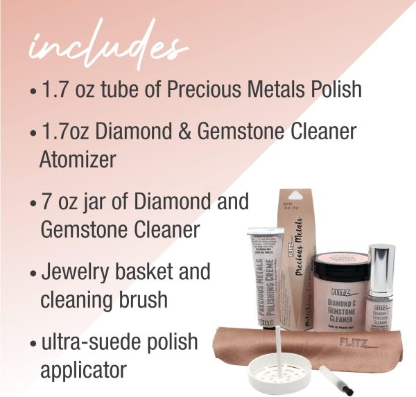 Premium Jewelry Cleaning Kit: Cleaning Solution, Glasses Cleaner, Silver Cleaner with Suede Applicator Cloth, Brush, and Jewelry Basket - Restores Shine & Polish - Image 4