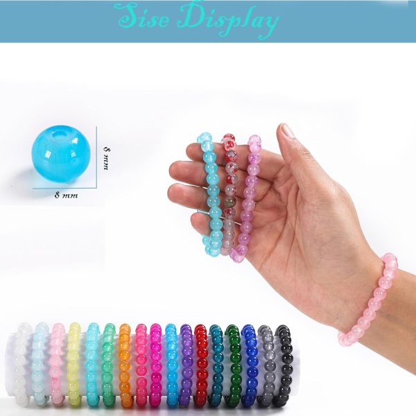 Glass Beads for Jewelry Making, 1280pcs + 8mm 48 Colors Round Crystal Glass Beads Bracelet Making Kit, Bead Starter Kit for Birthday Holiday Gifts - Image 5