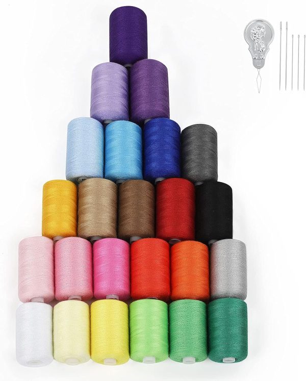 NEX Sewing Thread Assortment Cotton Spools Thread Set for Hand & Machine Sewing, Quilting, Embroidery - 24 Colors 1000 Yards Each
