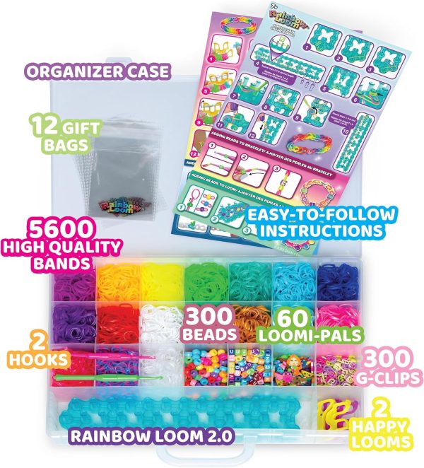 Rainbow Loom® Loomi-Pals™ MEGA Set, Features 60 Cute Assorted LP Charms, The New RL2.0, Happy Looms, Hooks, Alpha & Pony Beads, 5600 Colorful Bands All in a Carrying Case for Boys and Girls 7+ - Image 4