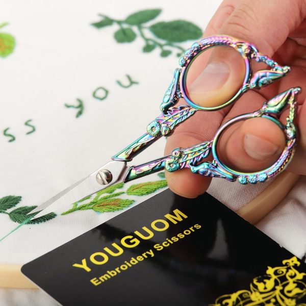 Sewing Embroidery Scissors – Small Vintage Sharp Detail Shears for Craft, Artwork, Needlework Yarn, Handicraft DIY Tool, Thread Snips, 4.6in Rainbow Bird Style - Image 3