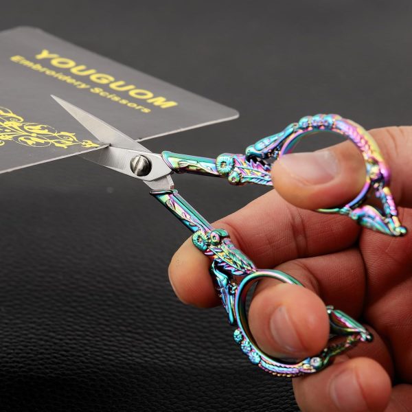 Sewing Embroidery Scissors – Small Vintage Sharp Detail Shears for Craft, Artwork, Needlework Yarn, Handicraft DIY Tool, Thread Snips, 4.6in Rainbow Bird Style - Image 4